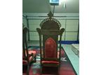 Antique Victorian Throne Chairs,carved Oak,church From England
