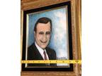 Oil Painting On China George W. Bush Signed By The Artist~ Lucille L. Johnson