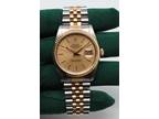Rolex Datejust 36mm 18k Gold Steel Champagne Dial Automatic Mens Watch 16233