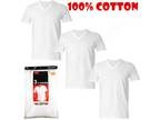 Men's V-neck T-Shirt, White /Black 6 Pack "100% Cotton & Tagless