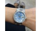 Custom Rolex Datejust 16014 Diamond 1.20cttw Blue Mother of Pearl Dial Watch