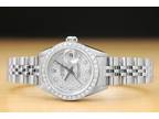 ROLEX LADIES DATEJUST QUICKSET 18K WHITE GOLD DIAMOND & STEEL SILVER DIAL