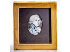 ORIGINAL 18th CENTURY MINIATURE GOUACHE PAINTING - COLONIAL GENTLEMAN in WIG