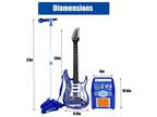 Kids Blue Karaoke Electric Guitar Set MP3 Player Learning Toys Microphone, Amp