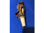 Vintage Chimney Sweep Violin Player Mechanical Carved Wooden Cork Stopper