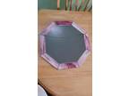 Pink Flower Stained Glass Mirror Vanity Dresser Wall 17.5"x17.5"