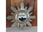 Mid Century Modern Gold Gilded Sunburst Mirror MCM 14 Inch Dia Mirror 4 Inch Dia