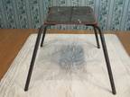 Wrought Iron Metal Stool Plant Stand Mid Century Red w/ Rubber Top WATCH VIDEO!