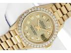 Rolex Lady DateJust 26mm Champagne Dial 18 karat Yellow Gold Diamond Bezel Watch