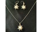 Wire wrap Moonstone Snowflake Earrings and Pendant