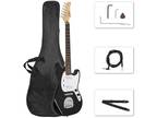 Glarry Full Size 6String S-S Pickup GMF Electric Guitar and Bag Strap Black