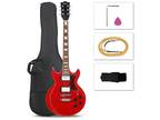 Solid Double Coil Pickup Jazz Electric Guitar Red Red Tortoise Shell Guard