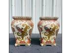 Asian Peabird Gold Scroll Garden Stools Set of 2