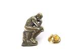 3D Relief Thinker Bronze Badge Pins