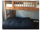 Used Wood Bunk Bed with Roller Drawers for Sale