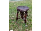 Antique Kids Child WOOD PIANO ORGAN STOOL Glass Claw Ball Feet Children Rare