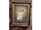 Beautiful Oil On Canvas Painting LITTLE GIRL DRESS UP 30”x 25” signed K.
