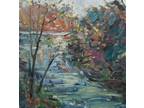 Art Oil Painting Original RM Mortensen Landscape River Trees (Deep Dreams)