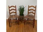 Stickley Vintage Ladder Back Chairs (2) with Wicker Seats