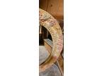 Vintage Shabby Chic Yellow Pink Rose Oval Resin Wall Mirror 28" X 24"