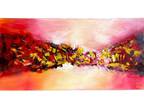 Abstract acrylic painting on canvas original art. 31.3x15.5 in (79.5x39.5cm)