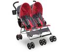 Delta Children LX 35 Pound Side by Side Double Convenience Stroller, Red & Gray