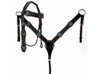 Shiloh Showman Large Pony/Small Horse Size Turquoise and Brown Tack Set