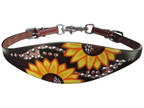 Showman Hand Painted Sunflower Wither Strap With Brown Script Design