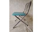 Childs Chair Chrome Turquoise MCM VTG Vinyl Seat Retro Folding Movie Prop VGC!