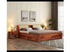 Buy Walken Sheesham Wood Designer Bed with Full Drawer Stora