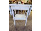 Antique TYPING TABLE. W/ PORCELAIN TOP. TWO DROP LEAFS OF WOOD