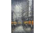 36x24 Eiffel Tower and Paris Street in 1900 Oil Painting Impressionism