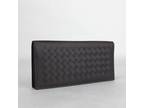 Bottega Veneta Men Dark Plum Leather Intercciaco Long Bifold Wallet 390878 6017