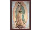 Our Lady of Guadalupe Religious on Stretched Canvas 24"x36" with a Cherry Frame