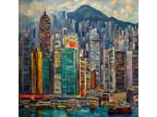 large original artwork on canvas, 12x12,"Hong Kong"