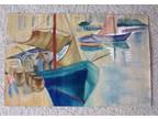 Vintage Sailboats Original WATERCOLOR - Nautical Scene