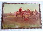 Vtg 1914 CM Russell Art Print Placed on Wood - Signed & Dated - Native American