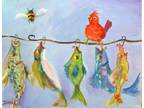 Delilah Art Original impressionism collectible oil fish bird bee animals