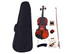 Glarry GV100 1/2 Acoustic Violin Case Bow Rosin Strings Tuner Shoulder Rest Coff
