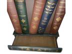 Regency Style Leather Faux Book Stack Side Table
