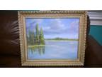 Impressionist "FOREST LAKE?" Original Art Signed Oil Painting on Board 16X20