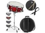 Snare Drum Set w/ Remo Head - Beginner Student Band Drum Kit w Padded Bag, Stand