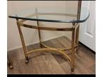 Mid Century Hollywood Regency Labarge Queen Anne Style Brass Glass End Table