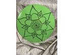 Hand painted Vinyl Record. One-of-a-kind. Green Flower Mandala