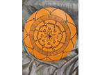 Hand painted Vinyl Record. One-of-a-kind. Orange Flower Mandala