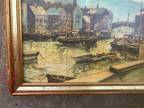 1969 Old Seascape Oil Painting UK Whitby Harbor by Christabel Pankhurst ?