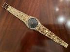 Men's 14K Solid Yellow Gold Nugget Link Seiko Wrist Watch W/ Diamond & Rubies