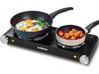 Double Hot Plates Electric Burner, Countertop Cooktop W/Adjustable Temperature