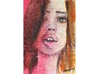 Watercolor ACEO Original Painting by Mary King - Beautiful Girl - 2.5" x 3.5"