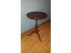 CHIPPENDALE Vintage Mahogany PIE CRUST Table~WINE Leather Top~ 13”wide
